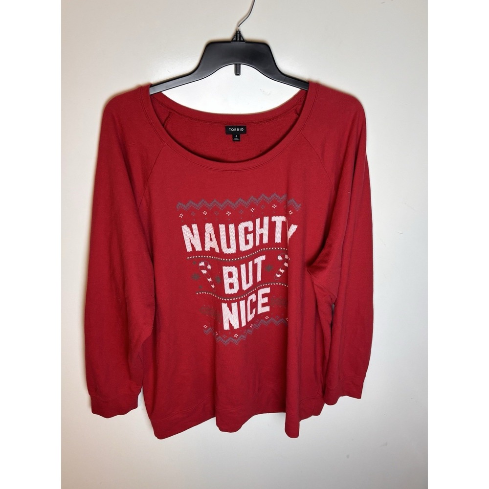 Torrid But Nice Christmas Holiday Red Fleece Sweatshirt Size 4 (4X) READ